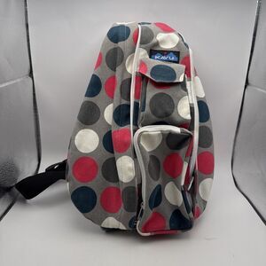 KAVU Got Dots Crossbody Bag Backpack Pink Blue Polka Dot Canvas Travel Purse